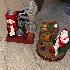 Christmas Santa Figurine Set with Projector and Fireplace